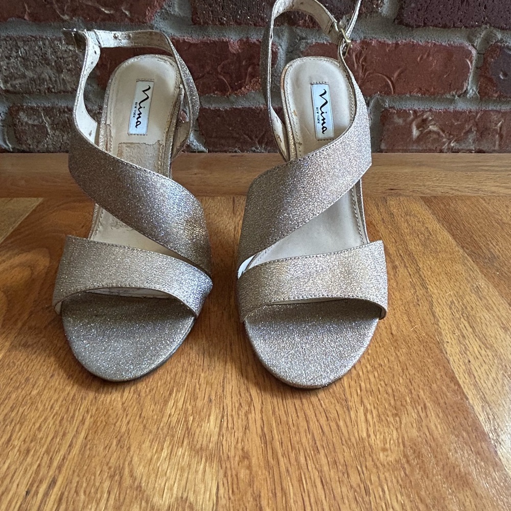 Nina Gold Glitter Heels